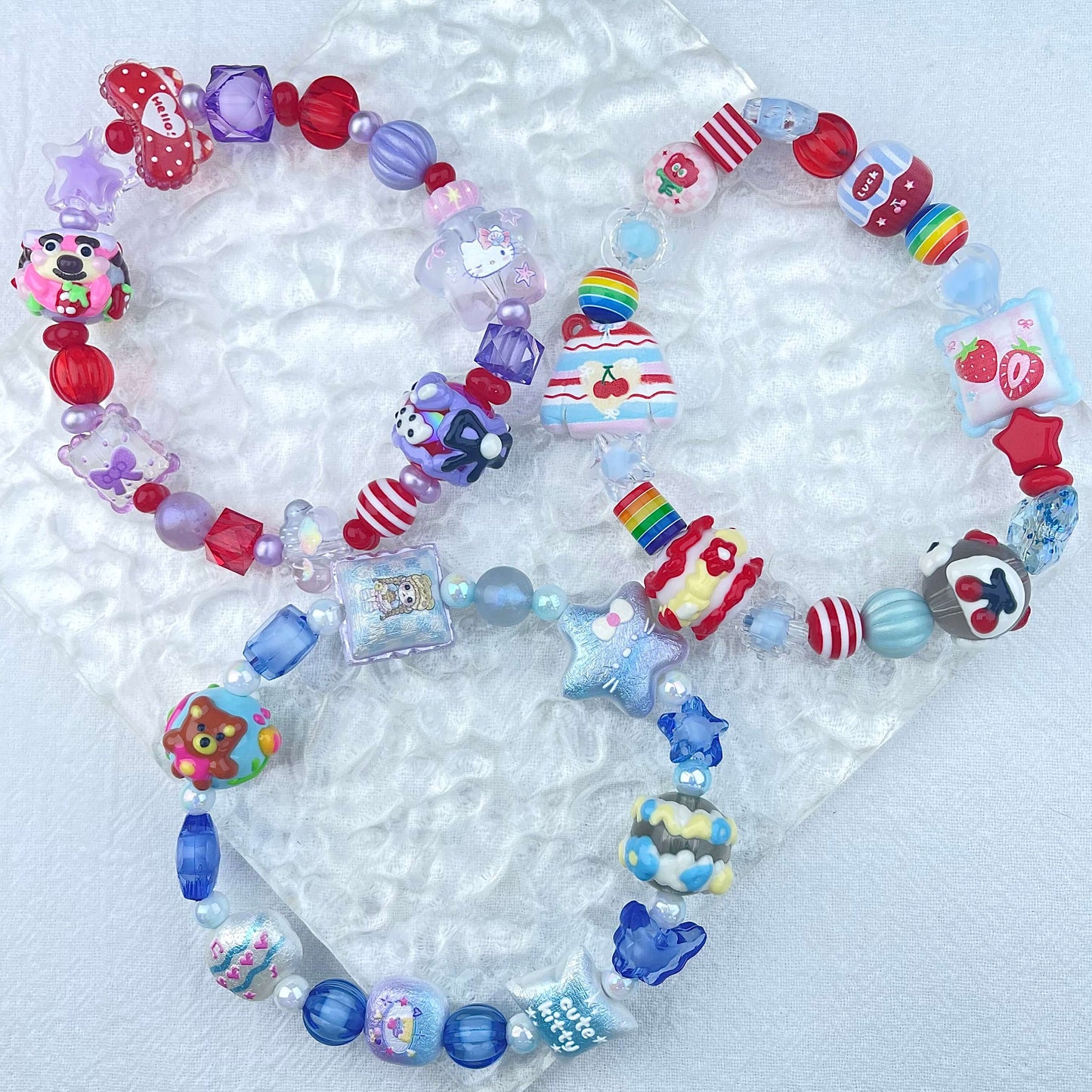 [New Arrival] Kawaii Beads and Hand-painted Beads Elastic Bracelets-Larger Size