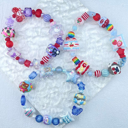 [New Arrival] Kawaii Beads and Hand-painted Beads Elastic Bracelets-Larger Size