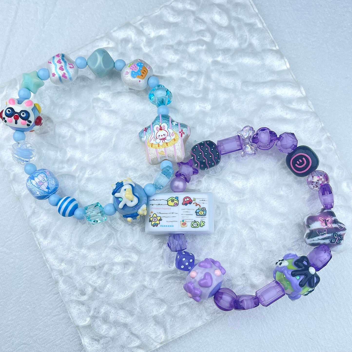 [New Arrival] Kawaii Beads and Hand-painted Beads Elastic Bracelets-Larger Size