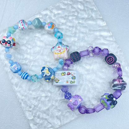 [New Arrival] Kawaii Beads and Hand-painted Beads Elastic Bracelets-Larger Size