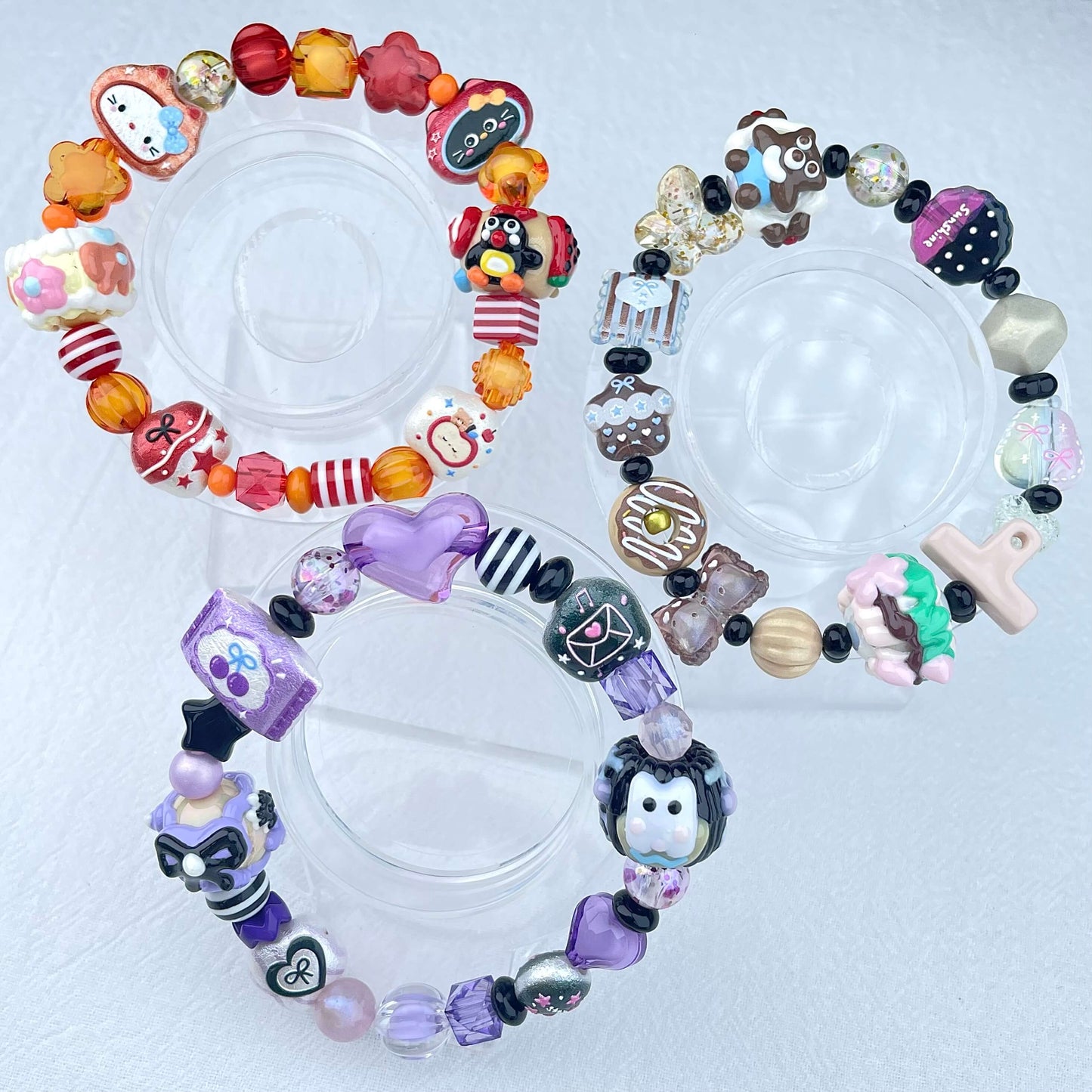 [New Arrival] Kawaii Beads and Hand-painted Beads Elastic Bracelets-Larger Size