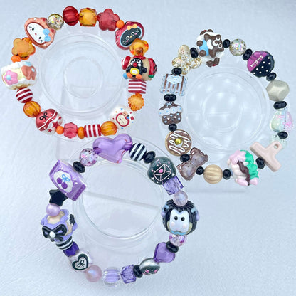 [New Arrival] Kawaii Beads and Hand-painted Beads Elastic Bracelets-Larger Size