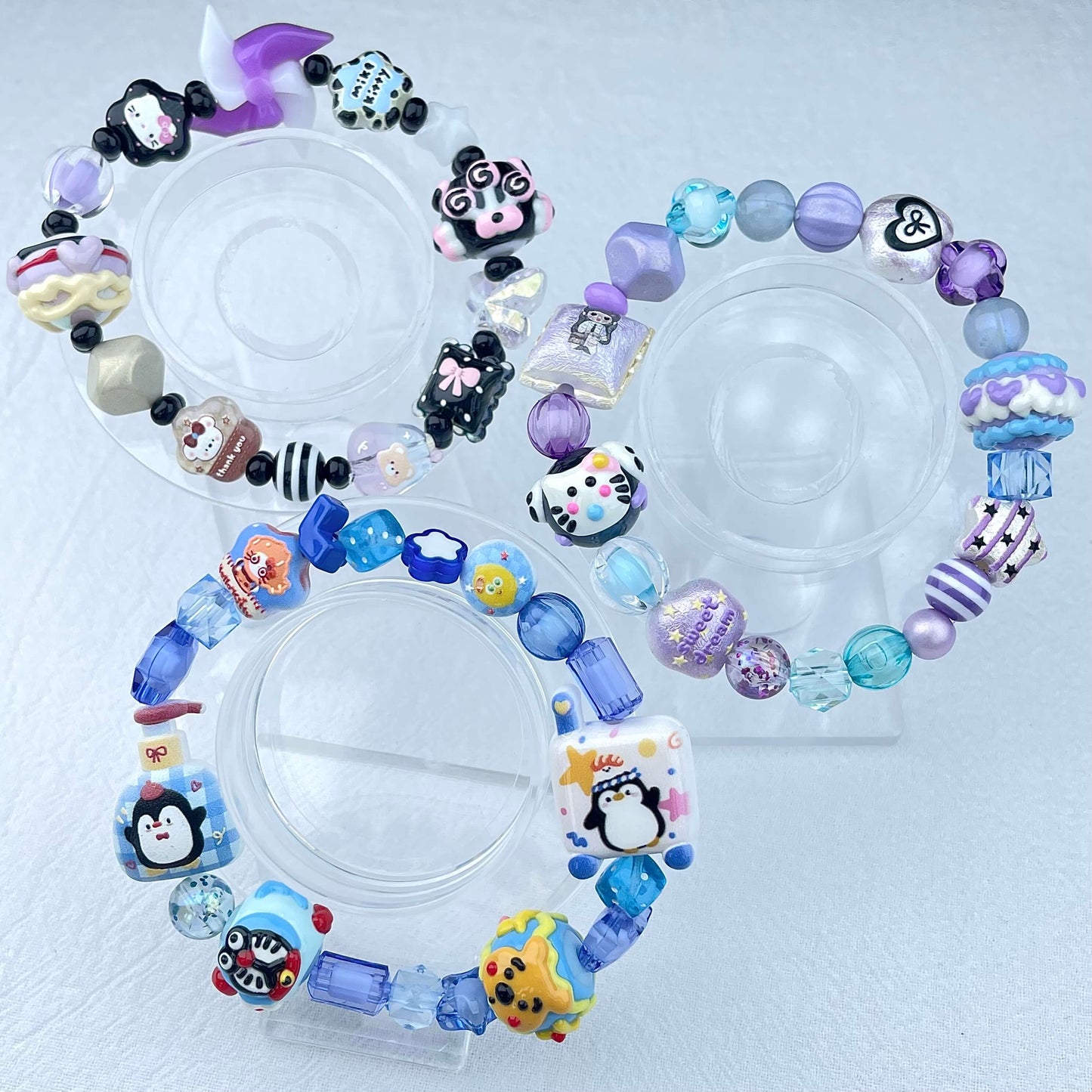 [New Arrival] Kawaii Beads and Hand-painted Beads Elastic Bracelets-Larger Size