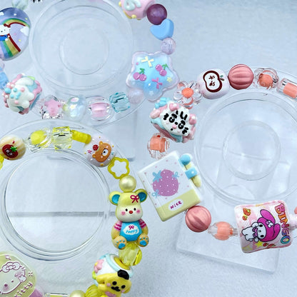 [New Arrival] Kawaii Beads and Hand-painted Beads Elastic Bracelets-Larger Size