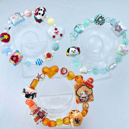 [New Arrival] Kawaii Beads and Hand-painted Beads Elastic Bracelets-Larger Size