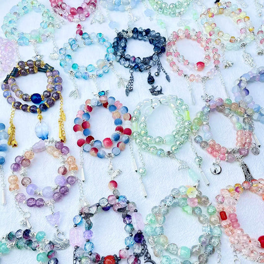[Live Exclusive] Newest Batch Double-Ring Elastic Glass Beads Bracelets