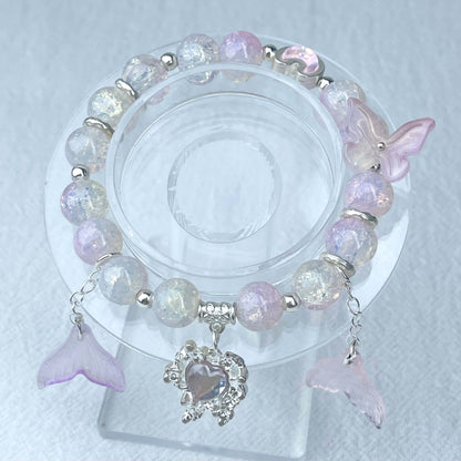 [New Arrival] Beautiful Handmade Elastic Bands Glass Beads Bracelets-Larger Size