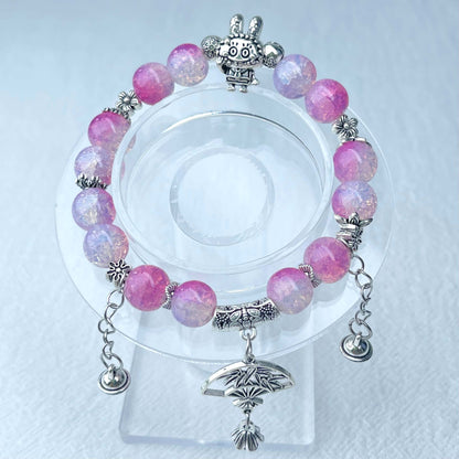 [New Arrival] Beautiful Handmade Elastic Bands Glass Beads Bracelets-Larger Size