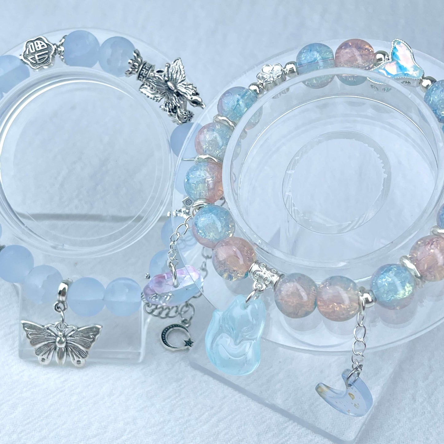 [New Arrival] Beautiful Handmade Elastic Bands Glass Beads Bracelets-Larger Size