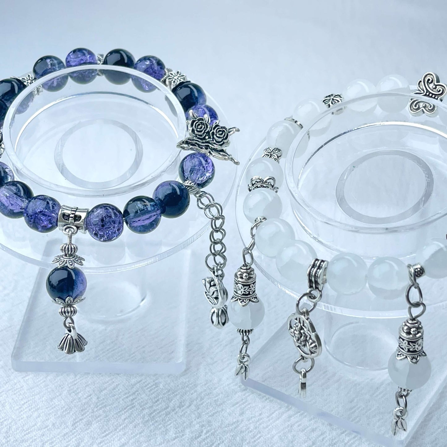 [New Arrival] Beautiful Handmade Elastic Bands Glass Beads Bracelets-Larger Size