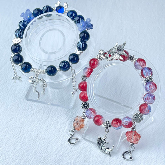 [New Arrival] Beautiful Handmade Elastic Bands Glass Beads Bracelets-Larger Size
