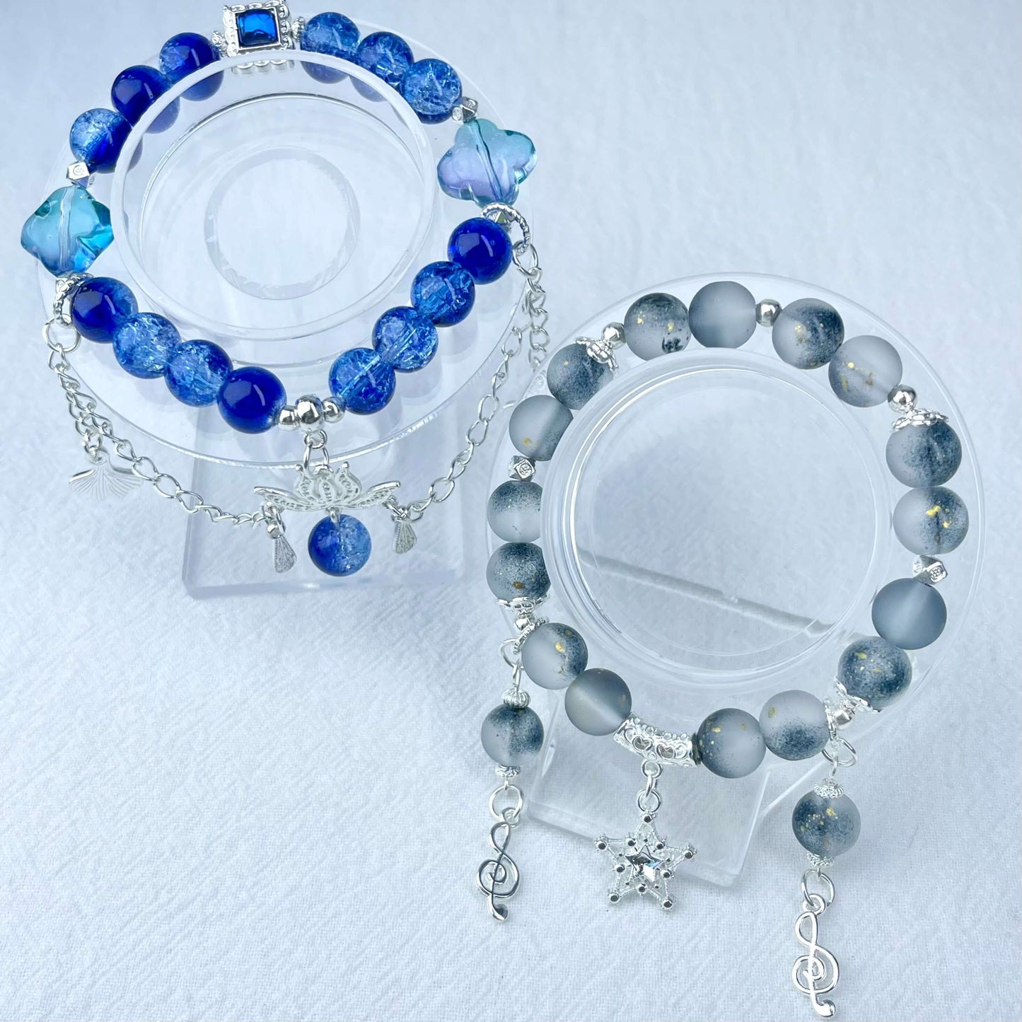 [New Arrival] Beautiful Handmade Elastic Bands Glass Beads Bracelets-Larger Size