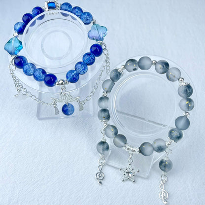 [New Arrival] Beautiful Handmade Elastic Bands Glass Beads Bracelets-Larger Size