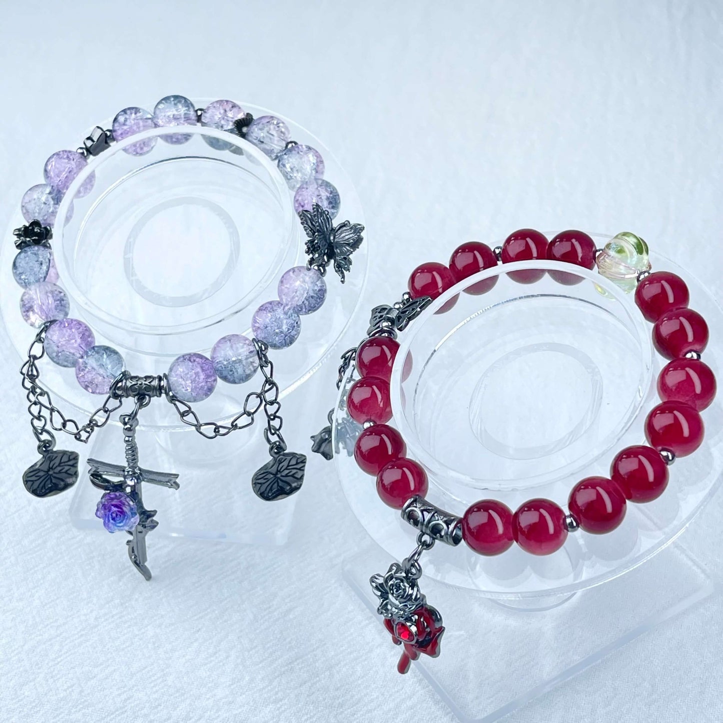 [New Arrival] Beautiful Handmade Elastic Bands Glass Beads Bracelets-Larger Size