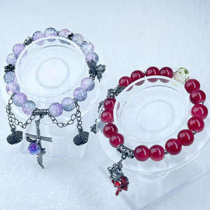 [New Arrival] Beautiful Handmade Elastic Bands Glass Beads Bracelets-Larger Size
