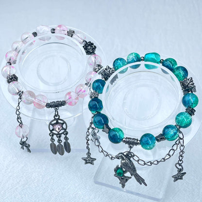 [New Arrival] Beautiful Handmade Elastic Bands Glass Beads Bracelets-Larger Size