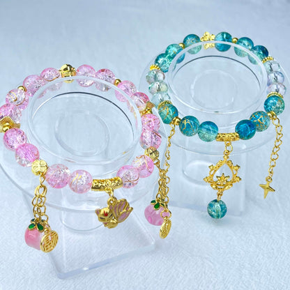 [New Arrival] Beautiful Handmade Elastic Bands Glass Beads Bracelets-Larger Size