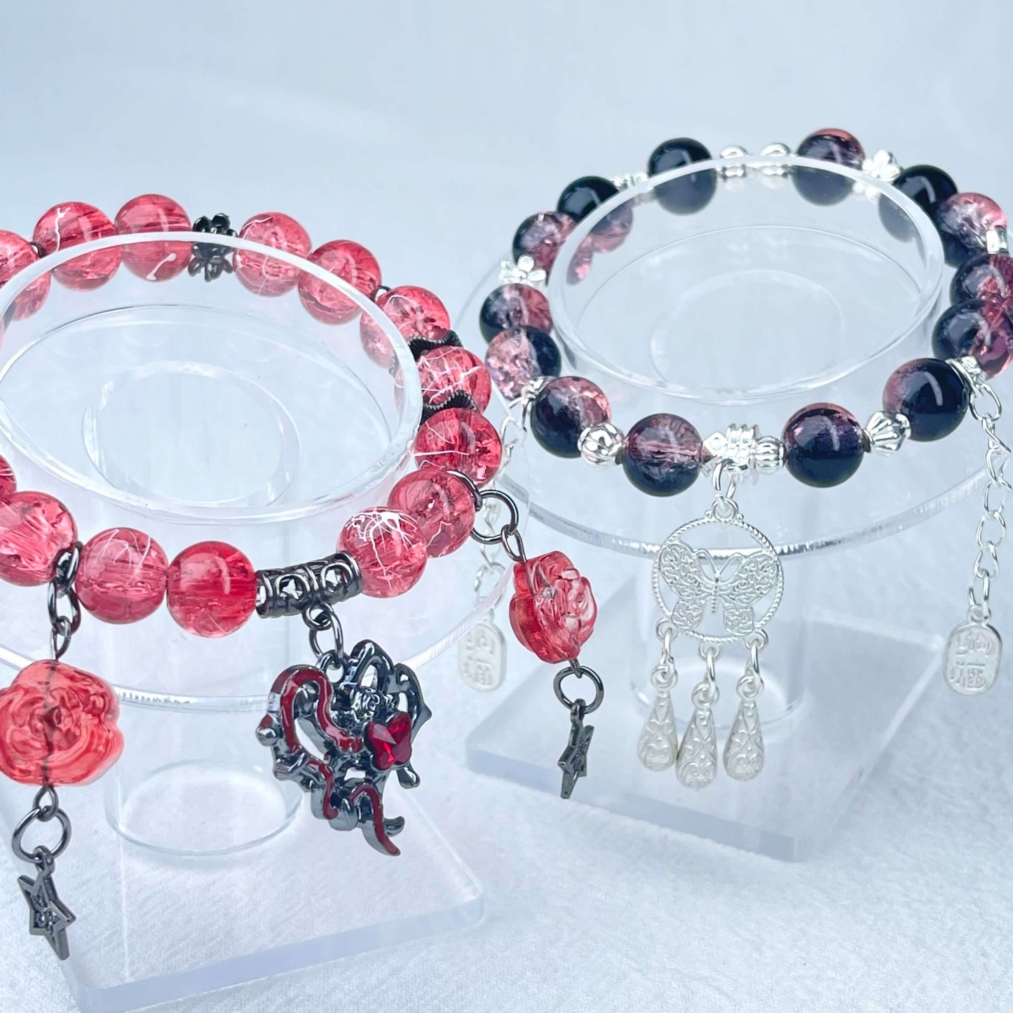 [New Arrival] Beautiful Handmade Elastic Bands Glass Beads Bracelets-Larger Size