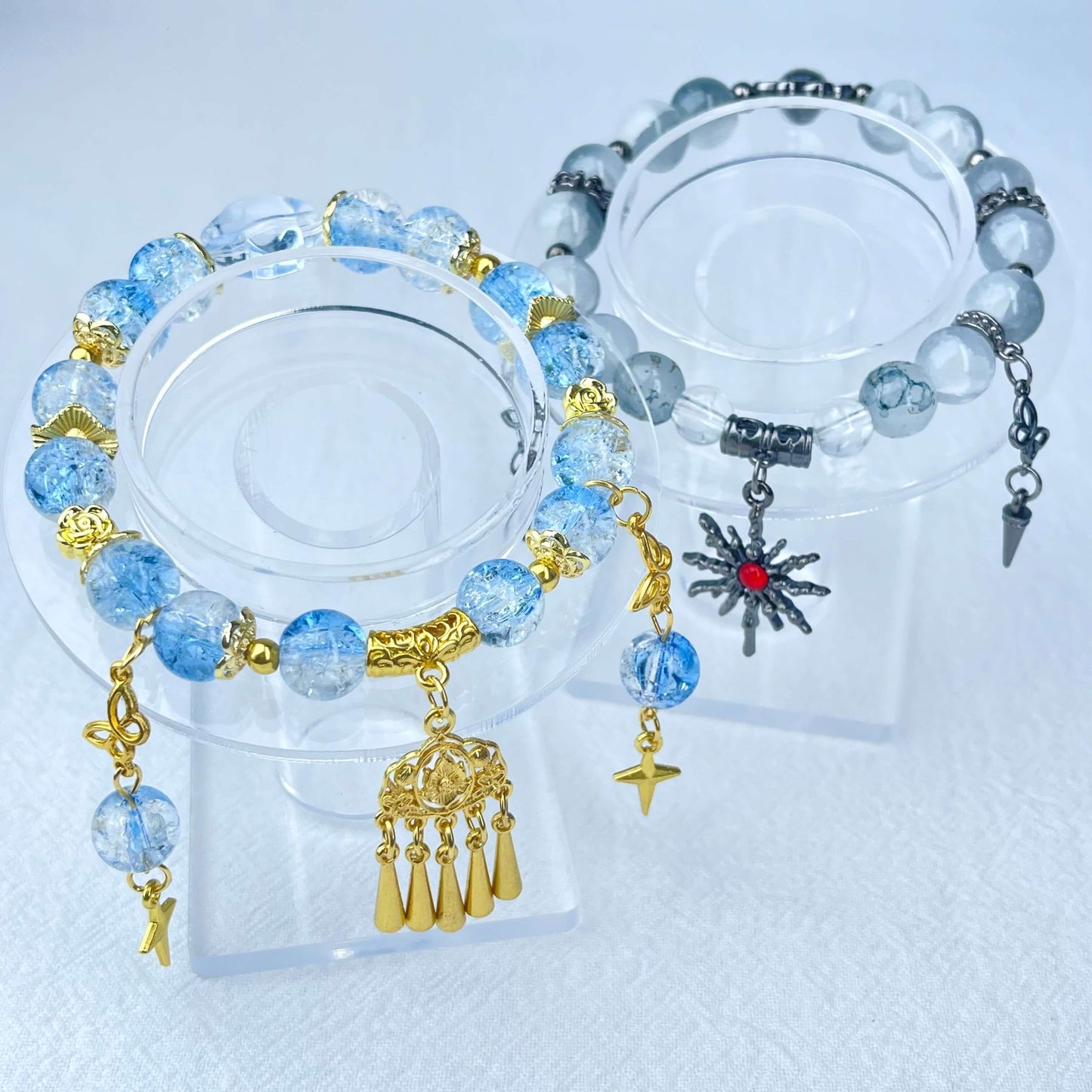 [New Arrival] Beautiful Handmade Elastic Bands Glass Beads Bracelets-Larger Size