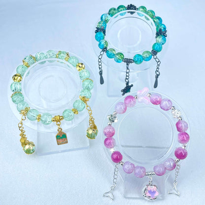 [New Arrival] Beautiful Handmade Elastic Bands Glass Beads Bracelets-Larger Size