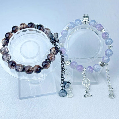 [New Arrival] Beautiful Handmade Elastic Bands Glass Beads Bracelets-Larger Size