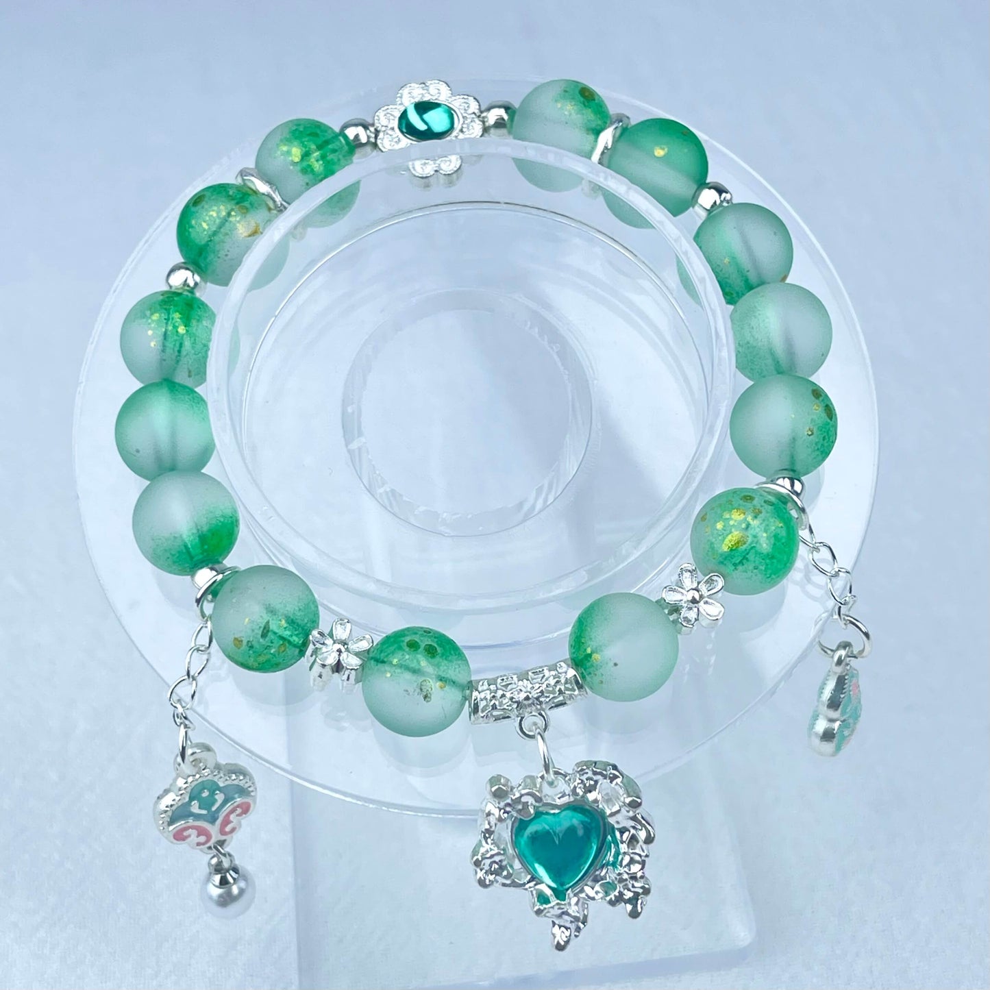 [New Arrival] Beautiful Handmade Elastic Bands Glass Beads Bracelets-Larger Size