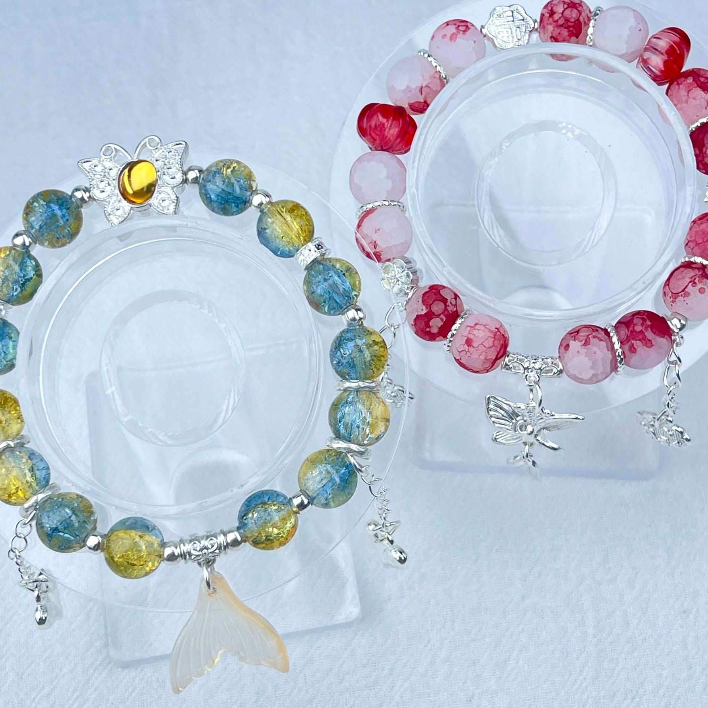 [New Arrival] Beautiful Handmade Elastic Bands Glass Beads Bracelets-Larger Size