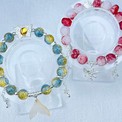 [New Arrival] Beautiful Handmade Elastic Bands Glass Beads Bracelets-Larger Size