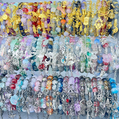 [New Arrival] Beautiful Handmade Elastic Bands Glass Beads Bracelets-Larger Size
