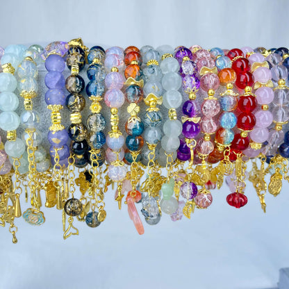 [New Arrival] Beautiful Handmade Elastic Bands Glass Beads Bracelets-Larger Size
