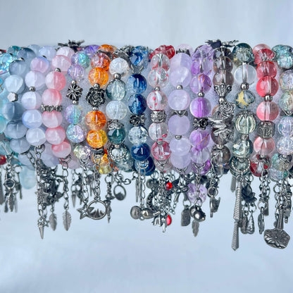 [New Arrival] Beautiful Handmade Elastic Bands Glass Beads Bracelets-Larger Size