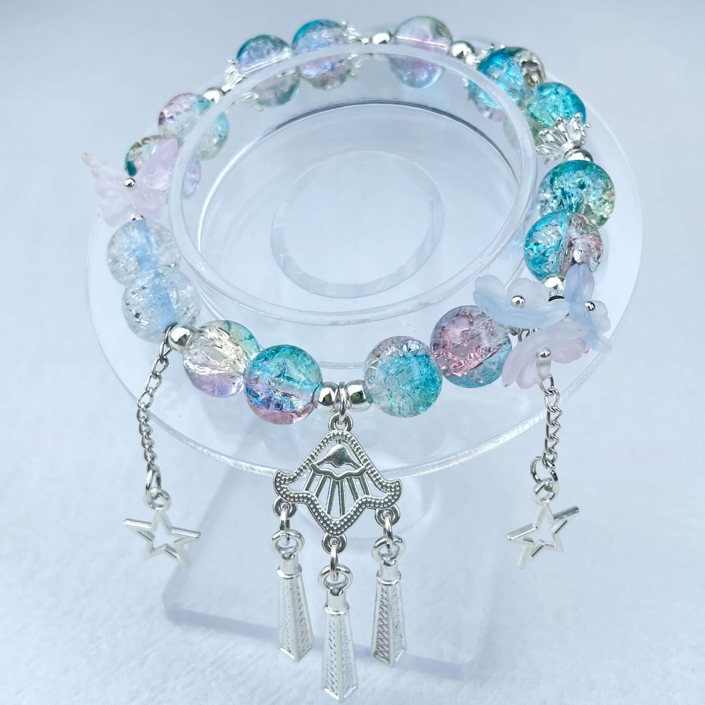 [New Arrival] Beautiful Handmade Elastic Bands Glass Beads Bracelets-Larger Size