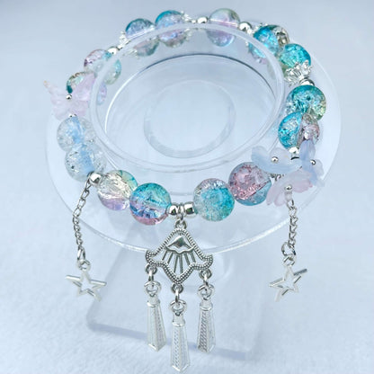 [New Arrival] Beautiful Handmade Elastic Bands Glass Beads Bracelets-Larger Size