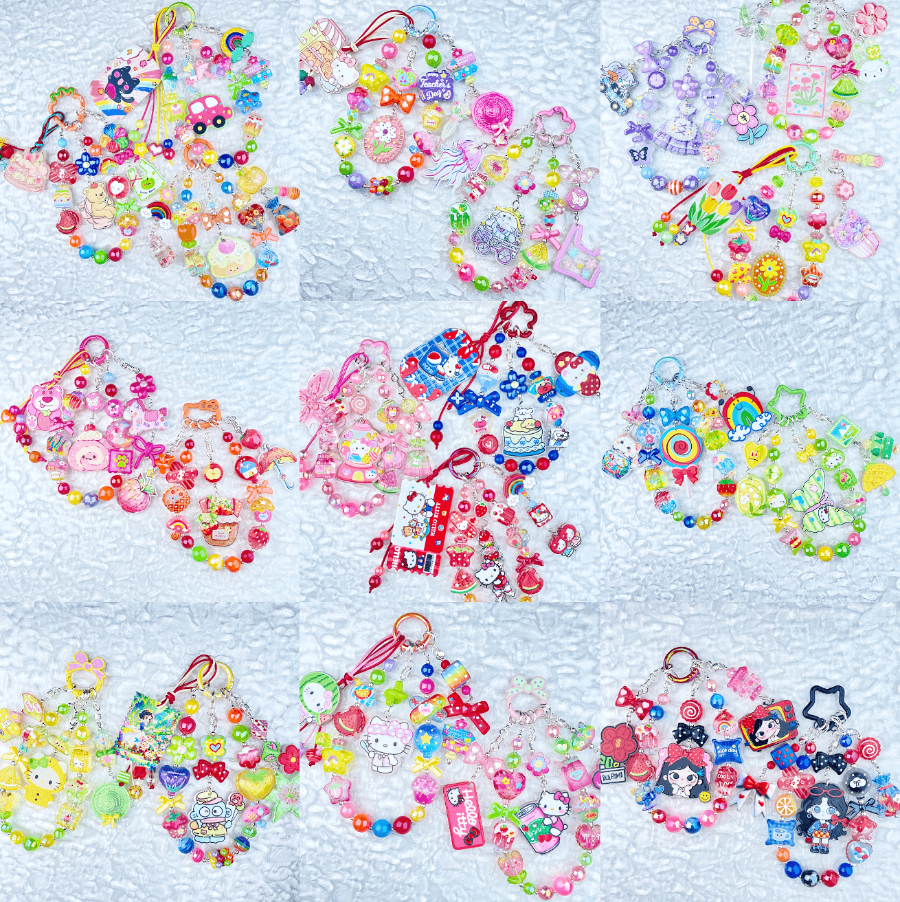 [Anniversary Celebration] Colorful Neon Rainbow Theme Premium Beads and Decor Phone Chains-Celebration Bonus Gift!