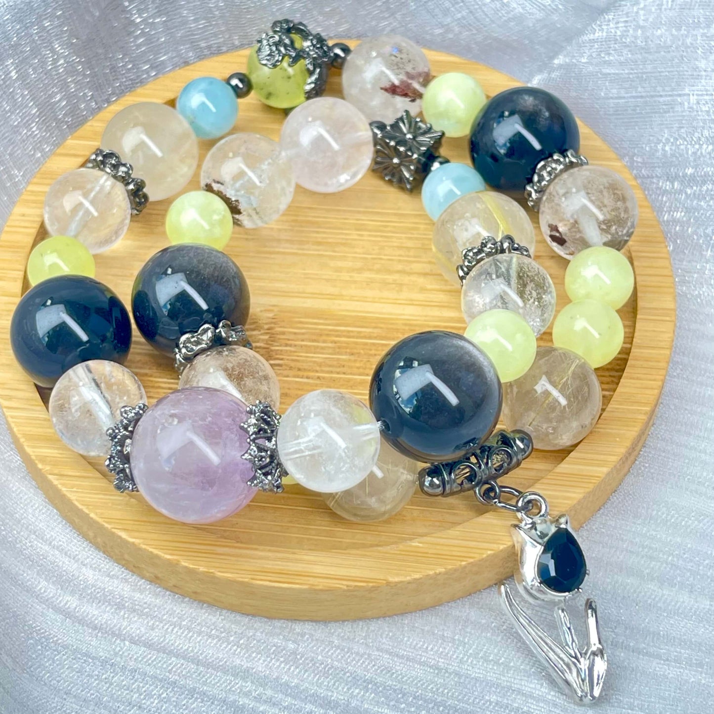 [New Arrival] Premium Natural Crystal Stone Beads Handmade Double-Ring Elastic Band Bracelets- SPECIAL LAUNCH PRICE!