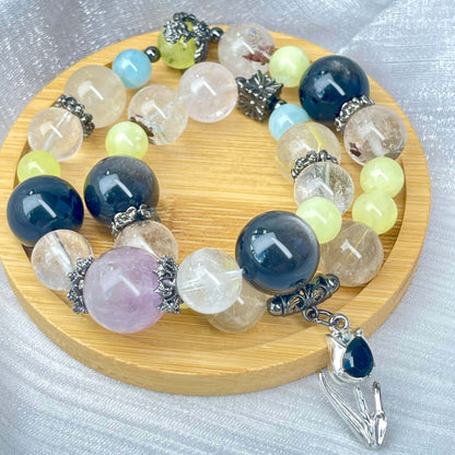 [New Arrival] Premium Natural Crystal Stone Beads Handmade Double-Ring Elastic Band Bracelets- SPECIAL LAUNCH PRICE!