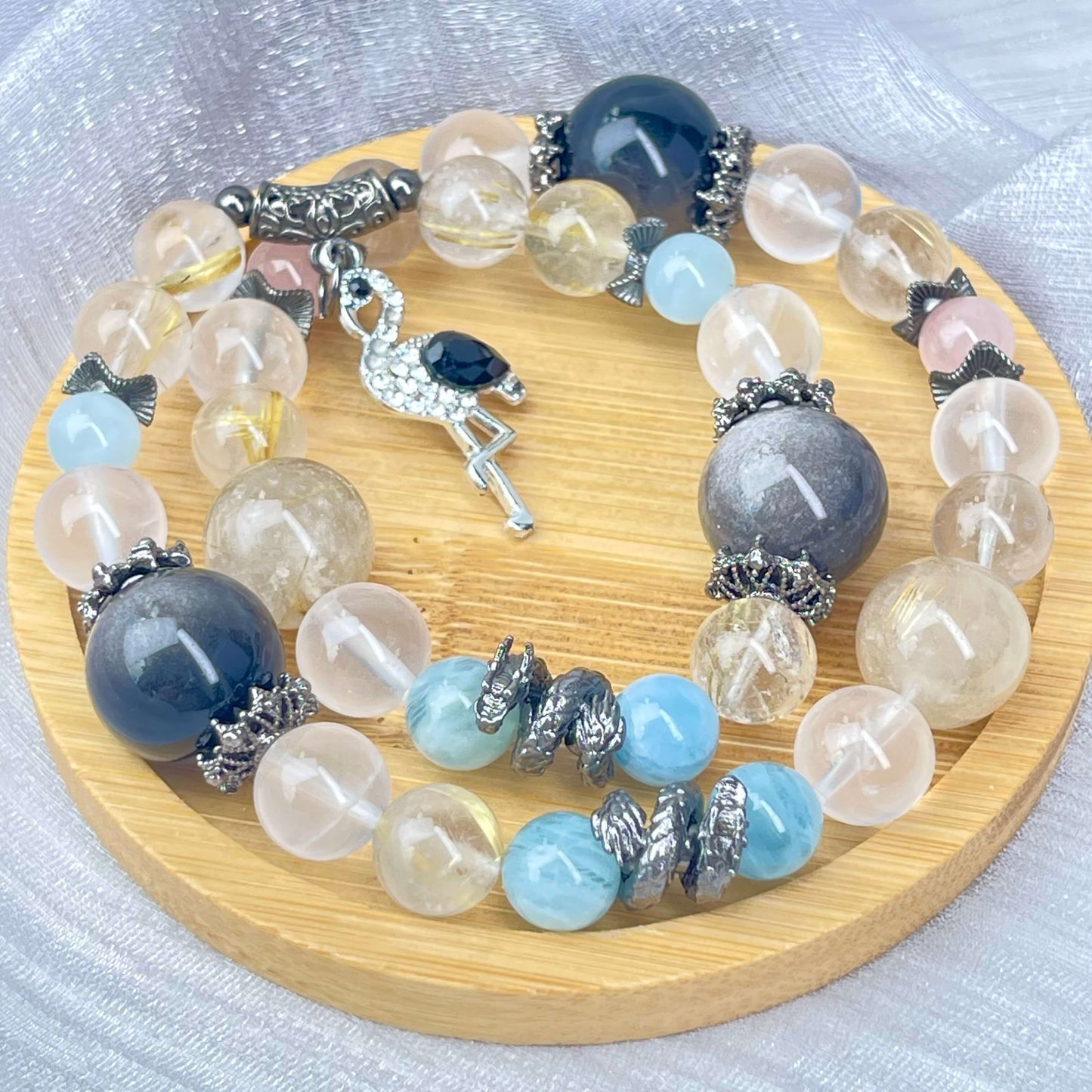 [New Arrival] Premium Natural Crystal Stone Beads Handmade Double-Ring Elastic Band Bracelets- SPECIAL LAUNCH PRICE!