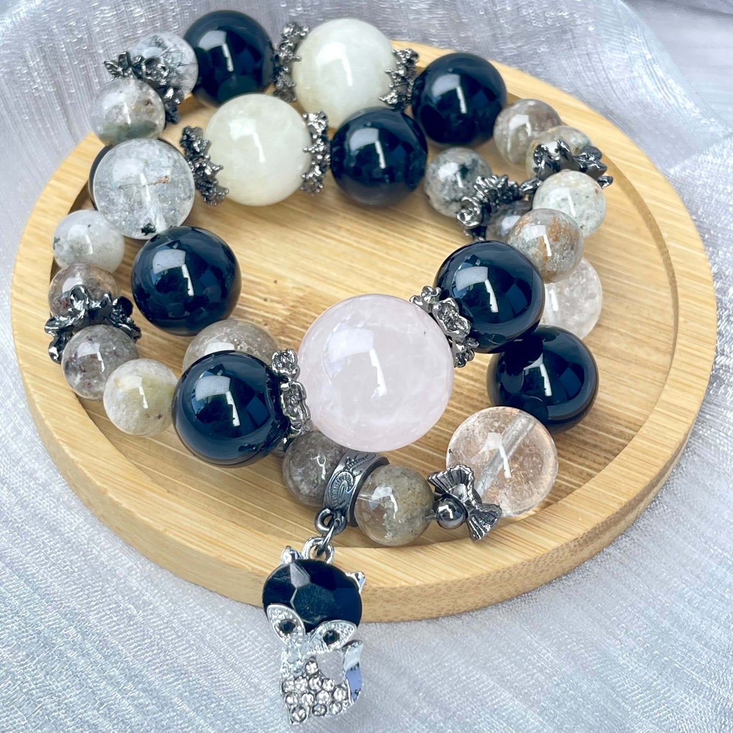 [New Arrival] Premium Natural Crystal Stone Beads Handmade Double-Ring Elastic Band Bracelets- SPECIAL LAUNCH PRICE!