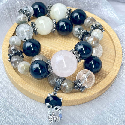 [New Arrival] Premium Natural Crystal Stone Beads Handmade Double-Ring Elastic Band Bracelets- SPECIAL LAUNCH PRICE!