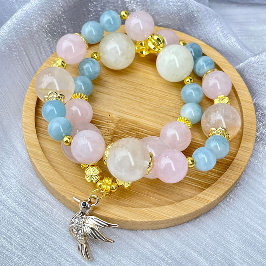 [New Arrival] Premium Natural Crystal Stone Beads Handmade Double-Ring Elastic Band Bracelets- SPECIAL LAUNCH PRICE!