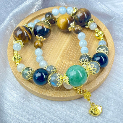 [New Arrival] Premium Natural Crystal Stone Beads Handmade Double-Ring Elastic Band Bracelets- SPECIAL LAUNCH PRICE!