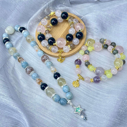 [New Arrival] Premium Natural Crystal Stone Beads Handmade Double-Ring Elastic Band Bracelets- SPECIAL LAUNCH PRICE!