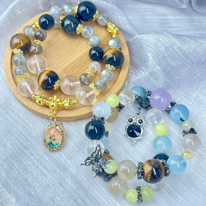 [New Arrival] Premium Natural Crystal Stone Beads Handmade Double-Ring Elastic Band Bracelets- SPECIAL LAUNCH PRICE!