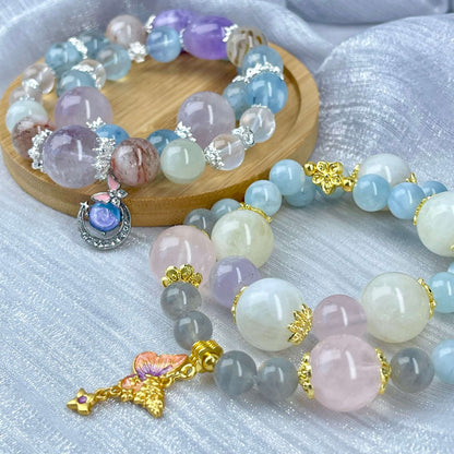 [New Arrival] Premium Natural Crystal Stone Beads Handmade Double-Ring Elastic Band Bracelets- SPECIAL LAUNCH PRICE!