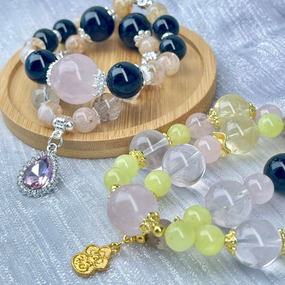 [New Arrival] Premium Natural Crystal Stone Beads Handmade Double-Ring Elastic Band Bracelets- SPECIAL LAUNCH PRICE!