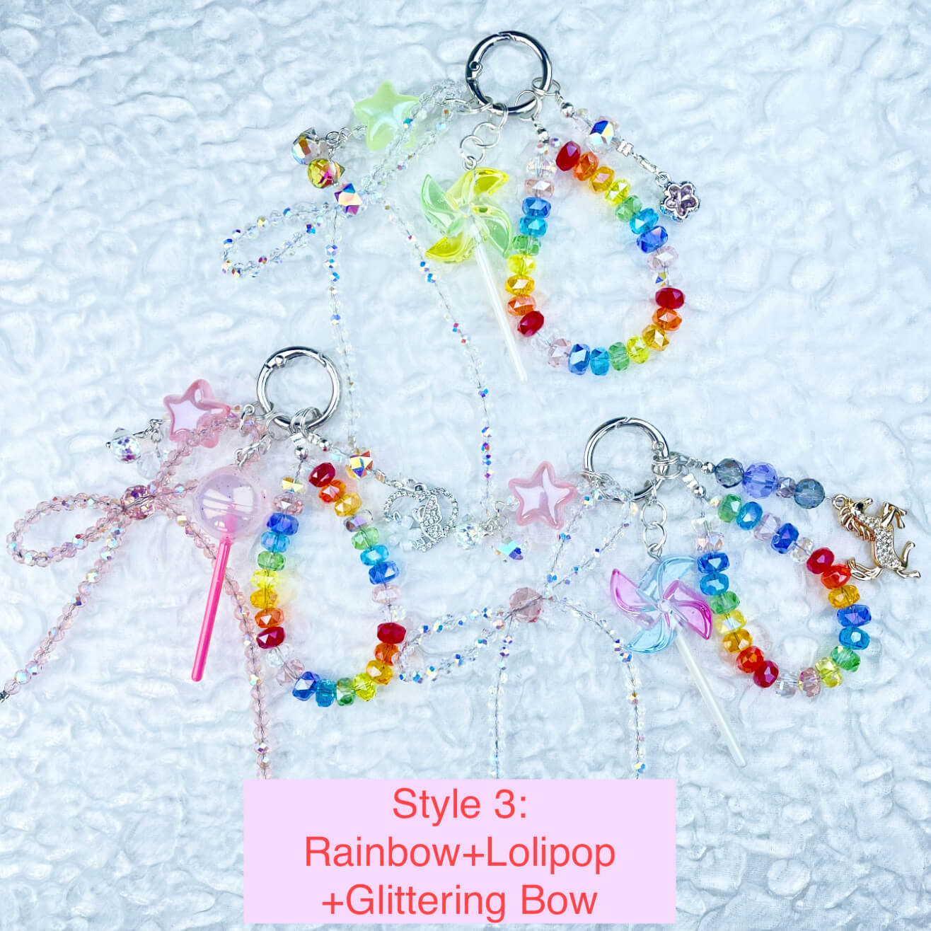 [Anniversary 3-Piece Set] Very Special 3-Piece Color Changing Dry Flower Pendants Glittering Phone Chains Set-Celebration Special Price!-THIS WEEKEND ONLY