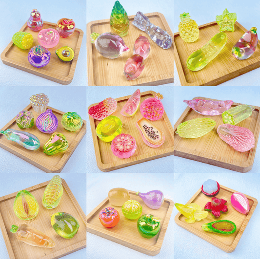 [New Arrival] Holographic Glittering/High Transparency/Glow In The Dark Various Fruit and Vegetables Miniatures Figurines