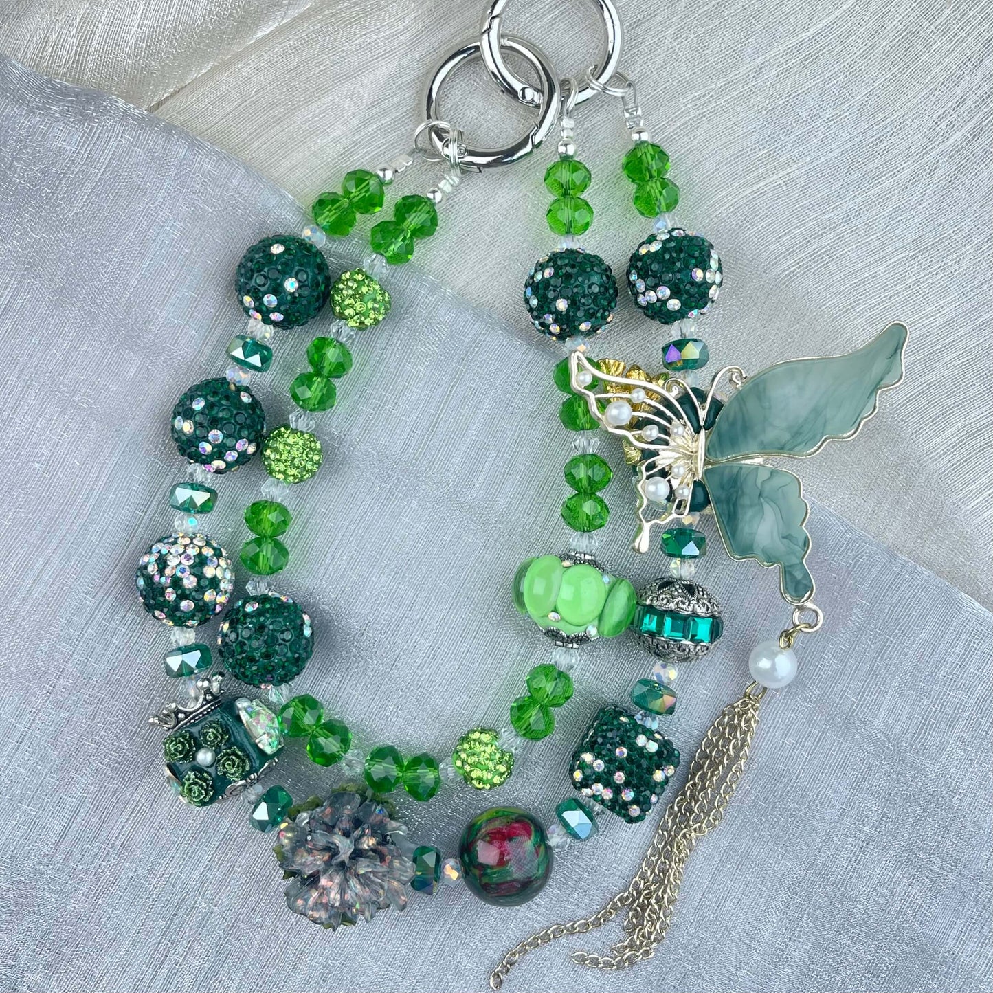 [Anniversary Celebration] Premium Handmade Glittering and Rhinestone Crystal Glass Phone Chain/Handbag Chain-SPECIAL CELEBRATION PRICE!