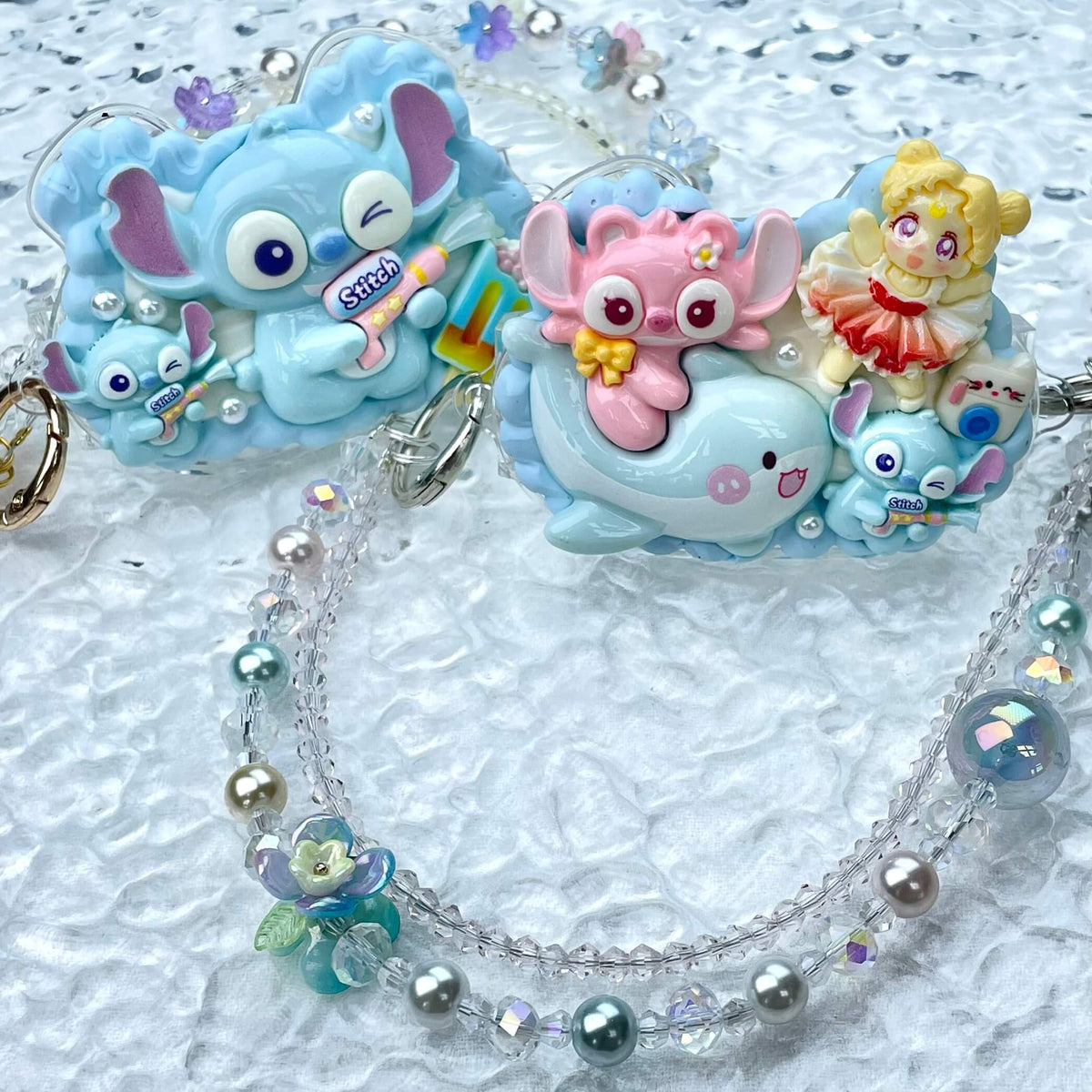 [New Arrival] Kawaii Cutie Cream Gel Phone Clip with Matching Glittering Beads Double Chain Phone Chain-Special Launch Price!-THIS WEEKEND ONLY
