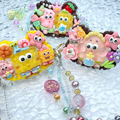 [New Arrival] Kawaii Cutie Cream Gel Phone Clip with Matching Glittering Beads Double Chain Phone Chain-Special Launch Price!-THIS WEEKEND ONLY